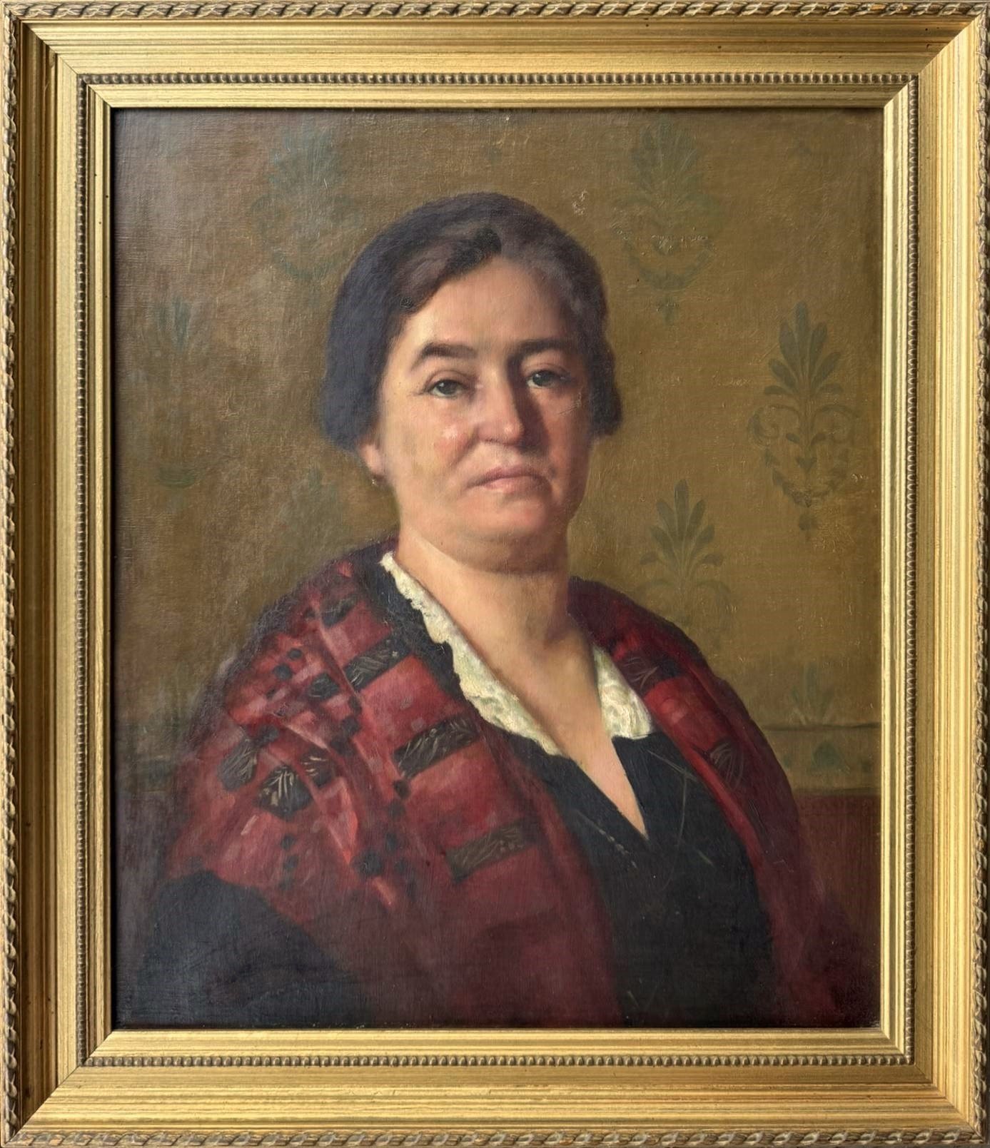 Vintage French Portrait Painting, Jean Ronsin 1905-1979, Elegant Lady, 20th Century Oil on Canvas, Antique Wall Art